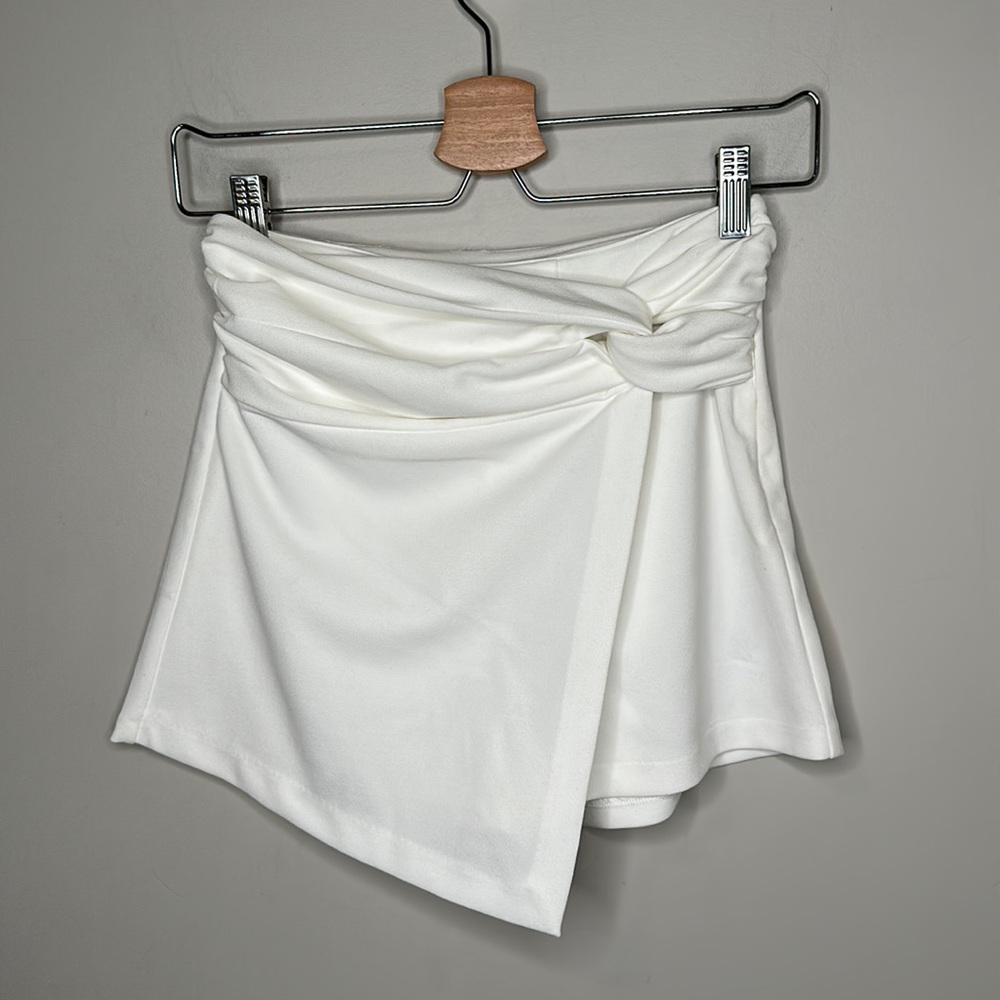 NWT Zara White Wrap Side Knot Mini Skort